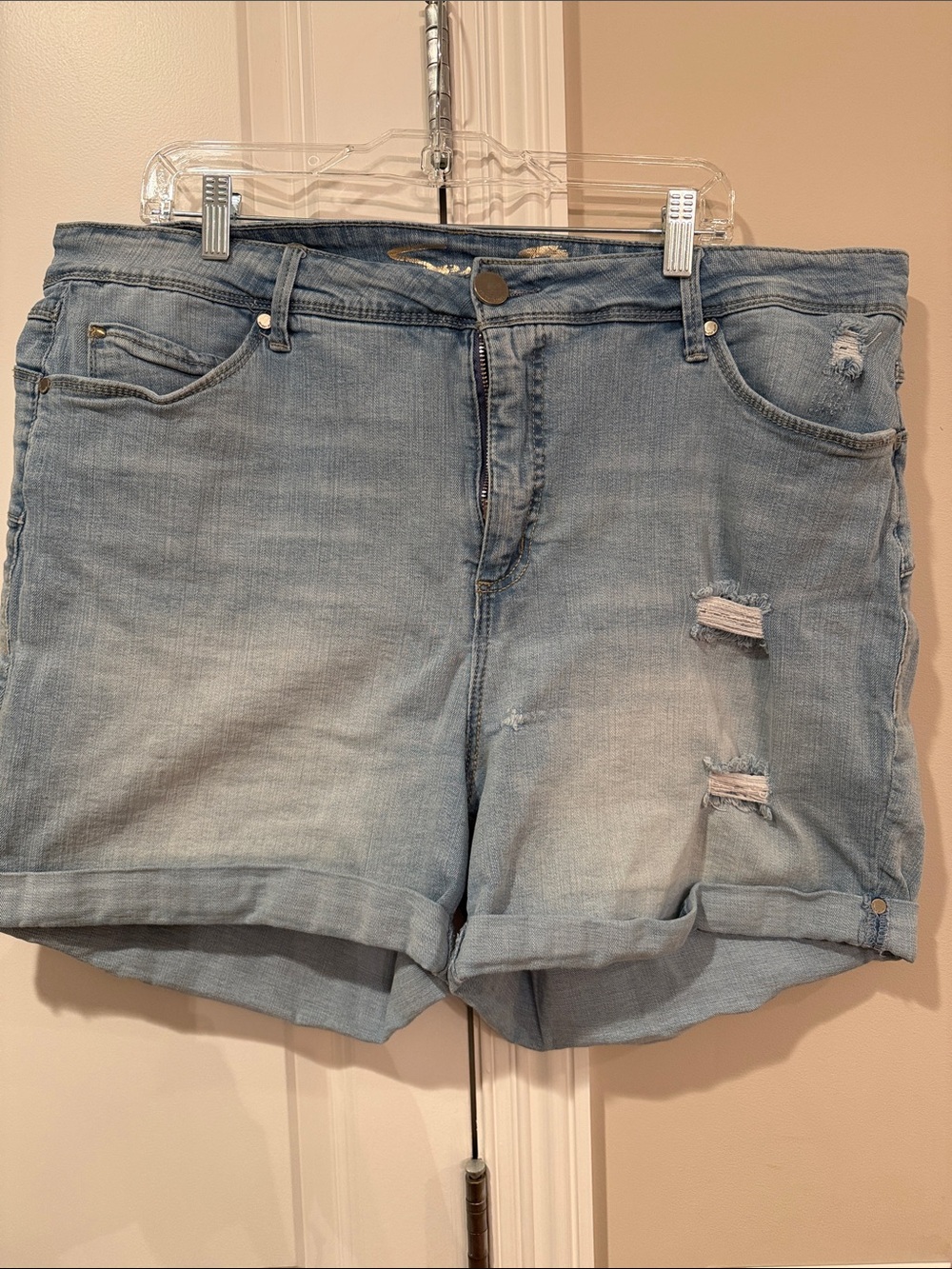 Seven7 Light Wash Distressed Jean Shorts